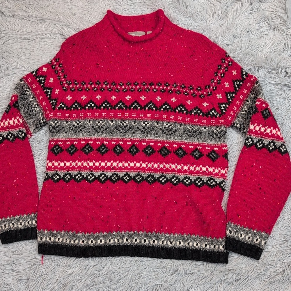 Vintage Croft & Barrow Sweater Womens Red M Wool Blend Cozy‎ Comfort Casual